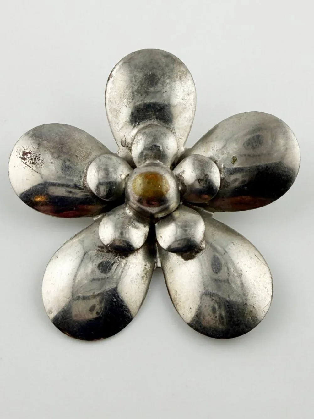 Vintage Silver Tone Tiered Flower Brooch Pin/Pendant - 2.5